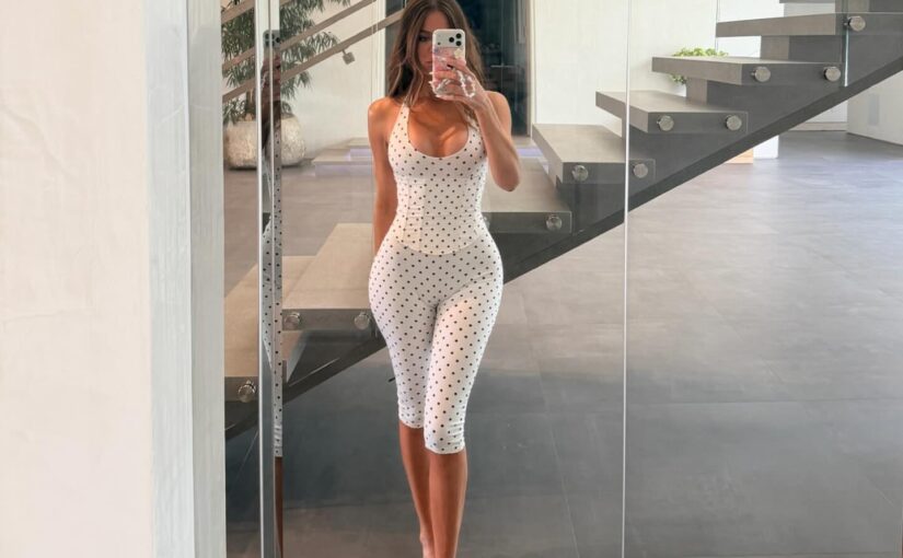 Khloe Kardashian Shows Off Her Goods in a Tight White Polka Dot Romper (10 Photos)